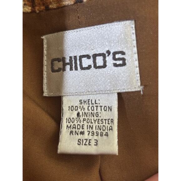 Chico's brown/tan cotton tapestry Jacket, 70s inspired, eclectic, statement - Picture 6 of 6